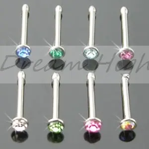 

Free Shipping Nose Rings Studs Nose Nail Nose Piercing Fashion Body Piercing Jewelry 316L stainless Steel 2MM Crystal Gem Ball