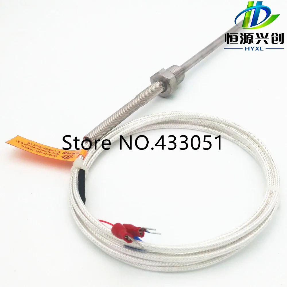 Free shipping,PT100 RTD temperature sensor(resistance temperature detect) PT 1/4\'\' Thread (2meter) L 100mm