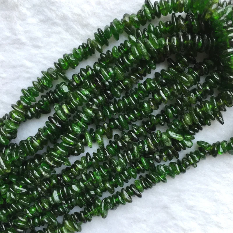 

High Quality Natural Genuine Dark Green Chrome Diopside Nugget Chip Loose Beads Fit Jewelry 3x8mm 15" 05593