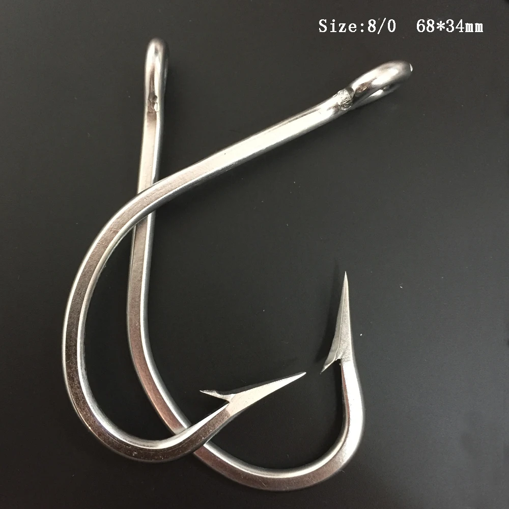 CN02 20pcs 8/0  Mustad Fish Hook Stainless Steel Fishing Hook Jigging Fishing Hook Big Game Fishing Hook