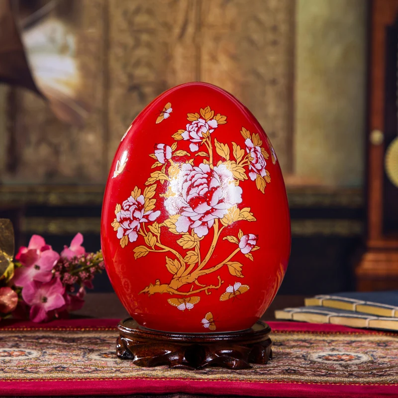 Luxury Chinese Antique Porcelain Cloisonne Vase Ornaments Home Decoration Crafts Ancient Palace Red Ceramic Vase Figurines Decor