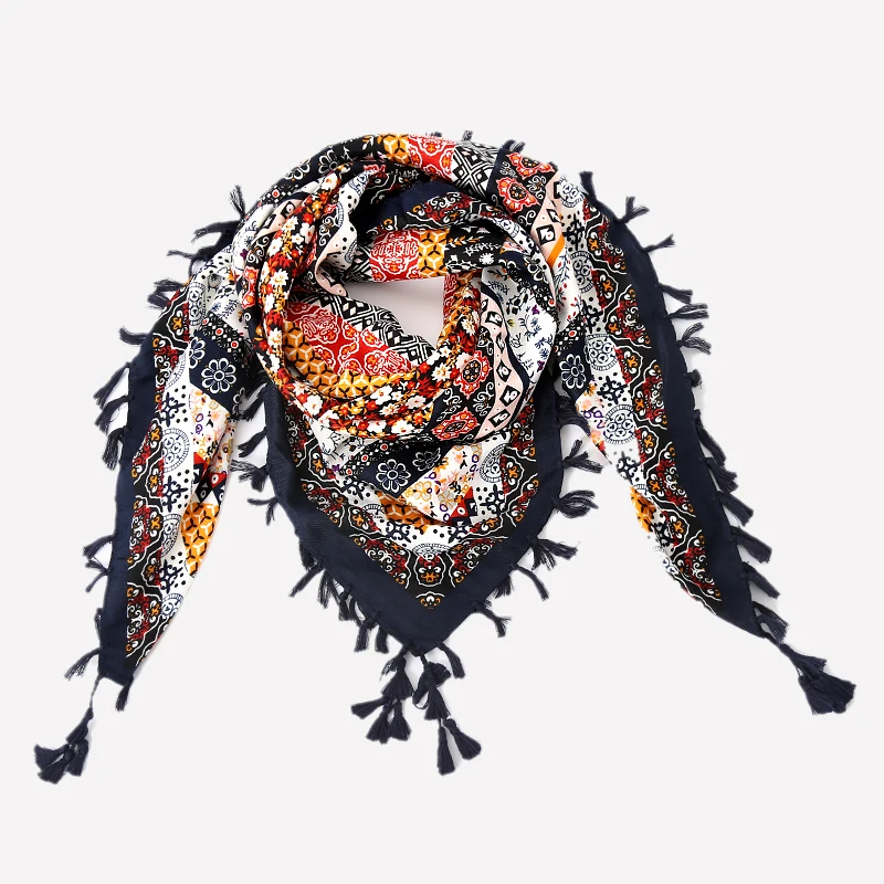 2017 Brand Cotton Tassels Design Square  Scarf Printed Fashion Warm in Spring Winter Shawl For Women  scarves shawl headband