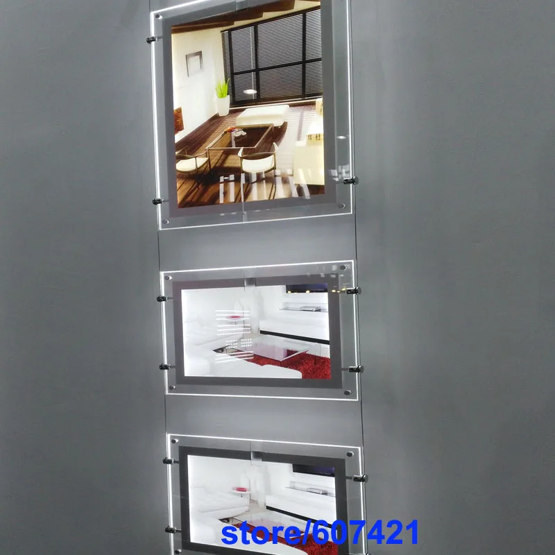 

(4unit/Column) A3 Double Sided Custom LED Slim Magnetic Light Box,Magnetic Front LED Panels for Estate Agents,Chain Retail Store