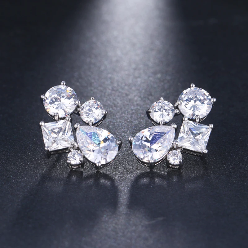 EMMAYA Trendy Fashion Jewelry Brand Cz Crystal Earrings Wedding Statement Stud Earrings For Women