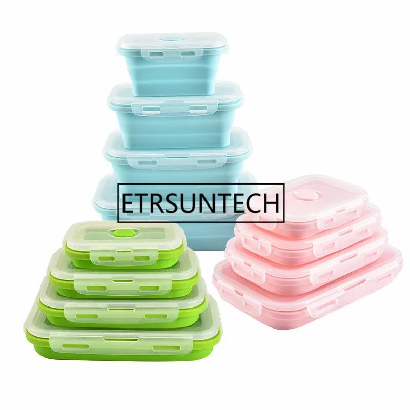 20pcs Folding Silicone Lunch Box Food Storage Container Kitchen Microwave Tableware Portable Household Outdoor Food box LZ1725