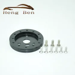 Black Aluminum Boss Kit 0.5 inch and 1 inch Hub for 6 Hole Steering Wheel to Grant 3 Hole Adapter Boss 1/2