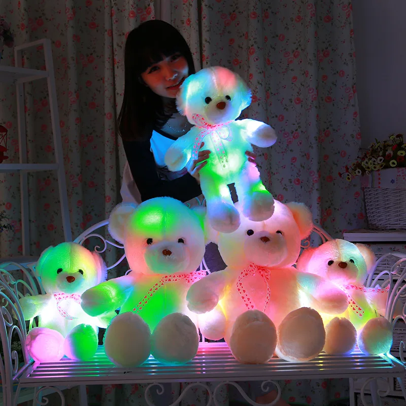 

Creative Light Up LED Lamp Inductive Teddy Bear Stuffed Animals Plush Toy Night Light Colorful Glowing Christmas Gift for Kids