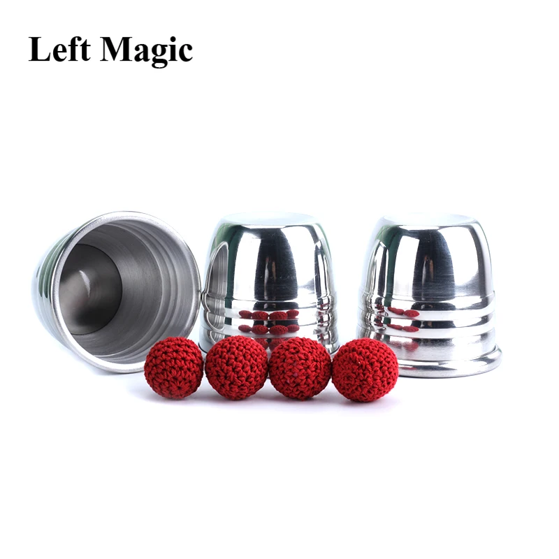 Super Professional Aluminum Three Cups and Balls With Cup (Large), Gimmick Props,Magic Tricks Magician Close Up Illusion