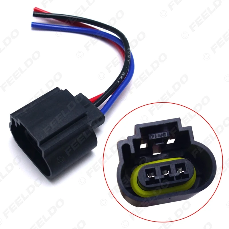 FEELDO 1PC Car H13 Female Plastic Socket Case Halogen LED Headlamp Holder Connector Wire Plug Adapter