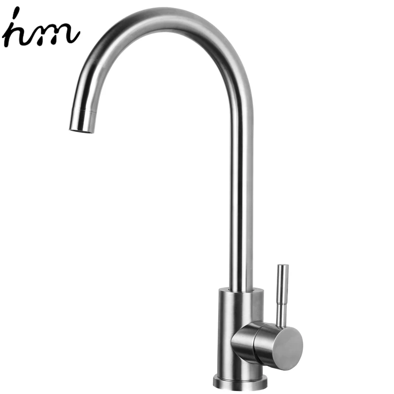 hm 360 Degree Cold and Hot Kitchen Tap Single Hole Water Tap SUS304 Stainless Steel Kitchen Faucets