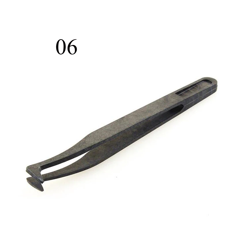 Multifunction Black New Portable Straight Bend Anti-static Plastic Tweezer Heat Resistant Repair Tool Pointed,flat,elbow head