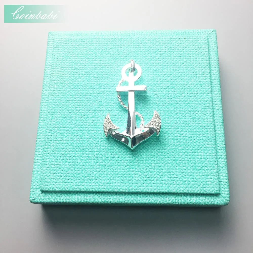 Pendant Glam Anchor Hope 925 Sterling Silver For Women Fashion Jewelry Trendy Gift Europe Key Chains Heart Fit  Necklace