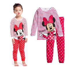 Spring Autumn Kids Longsleeved Trousers Minnie Pajamas Sets Boys Sleepwear Children Mickey Nightwear Baby Girls Princess Pyjama