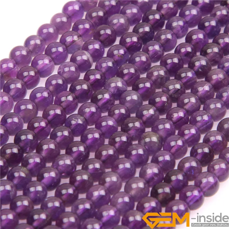 Natural Stone Purple Amethysts Round Bead For Jewelry Making Strand 15 inch DIY Fashion Bracelet Necklace Jewelry Loose Beads