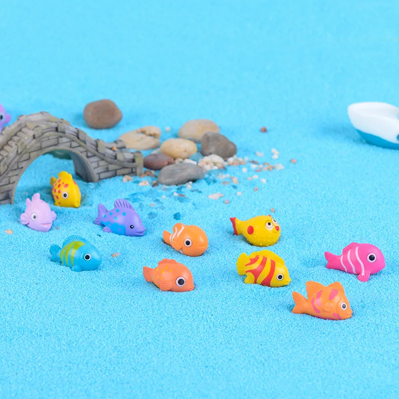 5pcs colorful Submarine Fish Miniature Figurine Doll House Decoration cartoon animal Dollhouse baby home ornament DIY accessory