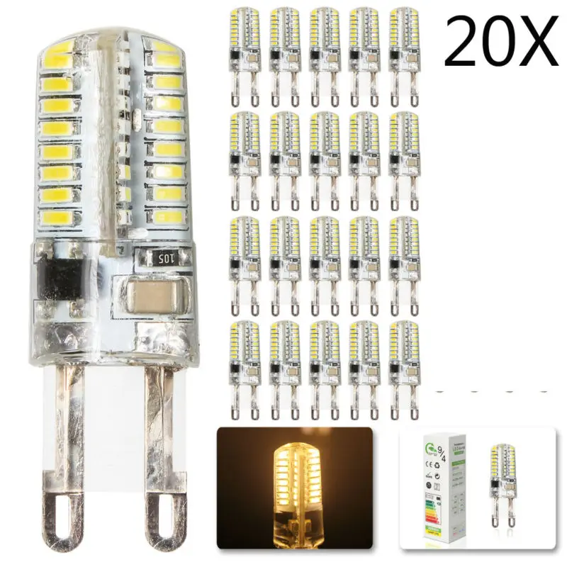 20x 220V 230V G9 4W Silicone COB 64LED Bulb SMD3014 LED Corn Bulb Lamp LED Spotlight for Crystal Lamp Warm Cold White