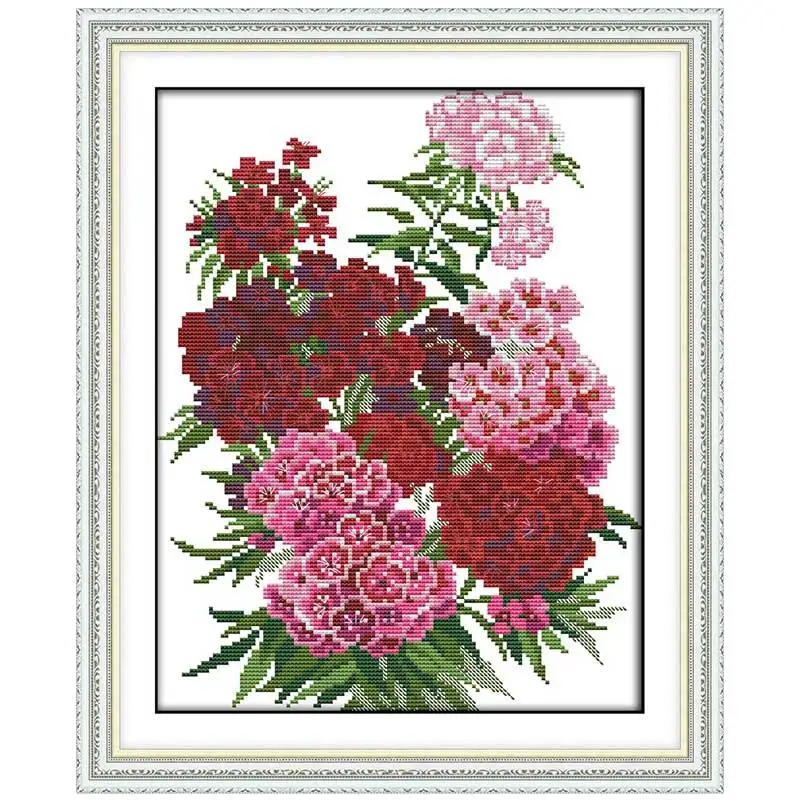 Carnation Flowers Patterns Counted Cross Stitch Set DIY 11CT 14CT 16CT Stamped DMC Cross-stitch Kit Embroidery Needlework Crafts