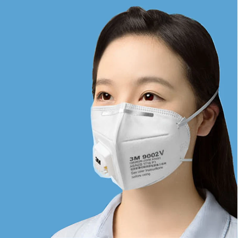 5 pz 3M 9002V Anti polvere PM 2.5 maschera Anti influenza valvola respiratoria tessuto non tessuto maschera filtro pieghevole maschere di sicurezza KN90 per adulti