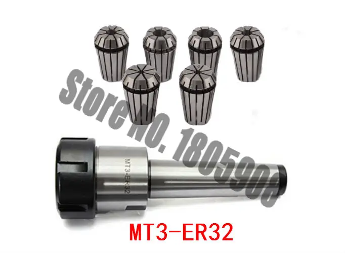 

6pcs ER32 Spring Collets + 1PCS MT3 M12 ER32 Collet Chuck Morse Taper Holder For CNC Milling Lathe Tool