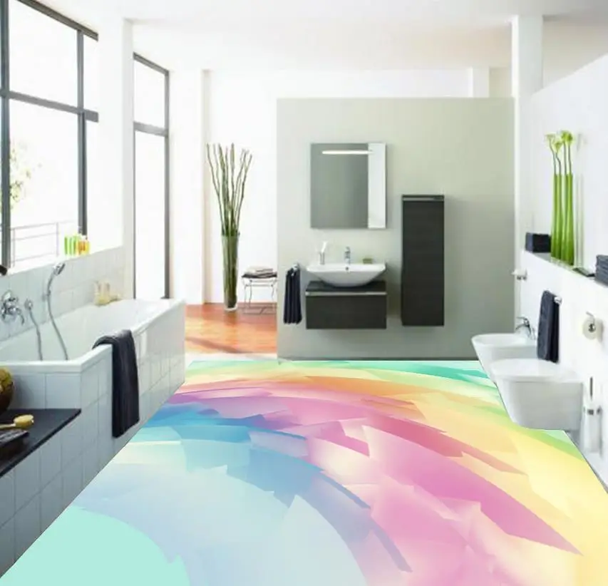 

3d wallpaper pvc Abstract Rainbow 3D stereoscopic floor bathroom waterproof wallpaper Home Decoration