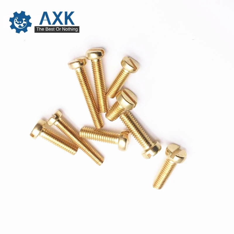 50pcs/lot DIN84 Brass cheese head slotted screw M1.2 M1.6 M2 M2.5 M3