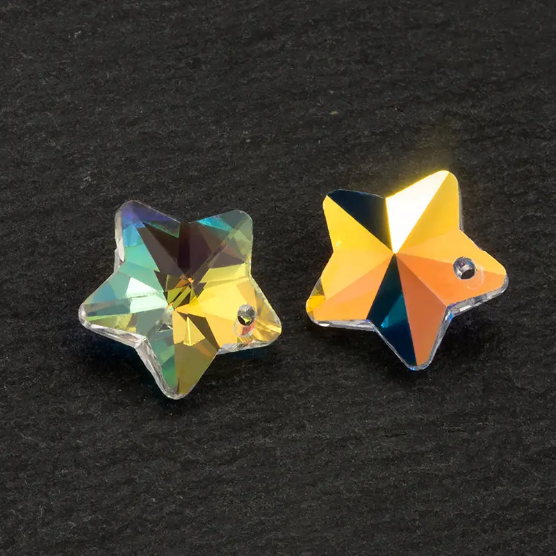 28PCS 14mm Crystal Pendant Beads AB Color Star Shaped Glass Beads for Jewelry Making Pentagram DIY Earrings Accessories Beads