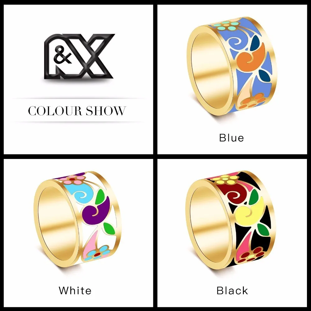 Fashion Rings For Women Small Adorn Enamel Jewelry Boho Cloisonne Handicrafts Ethnic Wind Stainless Steel  Wholesale