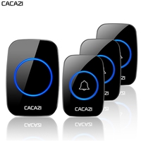 CACAZI Wireless Doorbell Waterproof 3 Battery Transmitter 1 Receiver US EU UK AU Plug Home Wireless Calling door bell 60 chimes