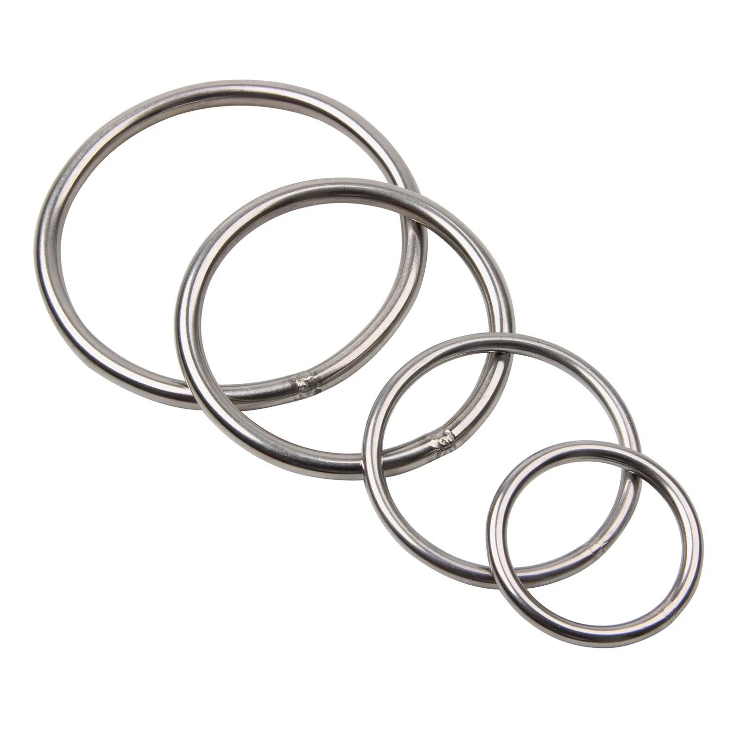 60mm-120mm Diameters Stainless Steel Welded O round Rings welding loop for fishing tackle Marine Boat Yoga Hanging Rings