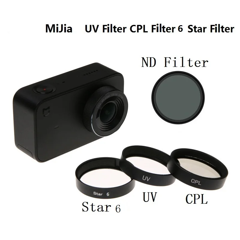 Filtro Polarizador Mini 4K para Lente de Câmera UV/CPL/ND Cinza/Capa Estrela de 6 Linhas para Acessórios de Câmera de Ação Xiaomi Mijia