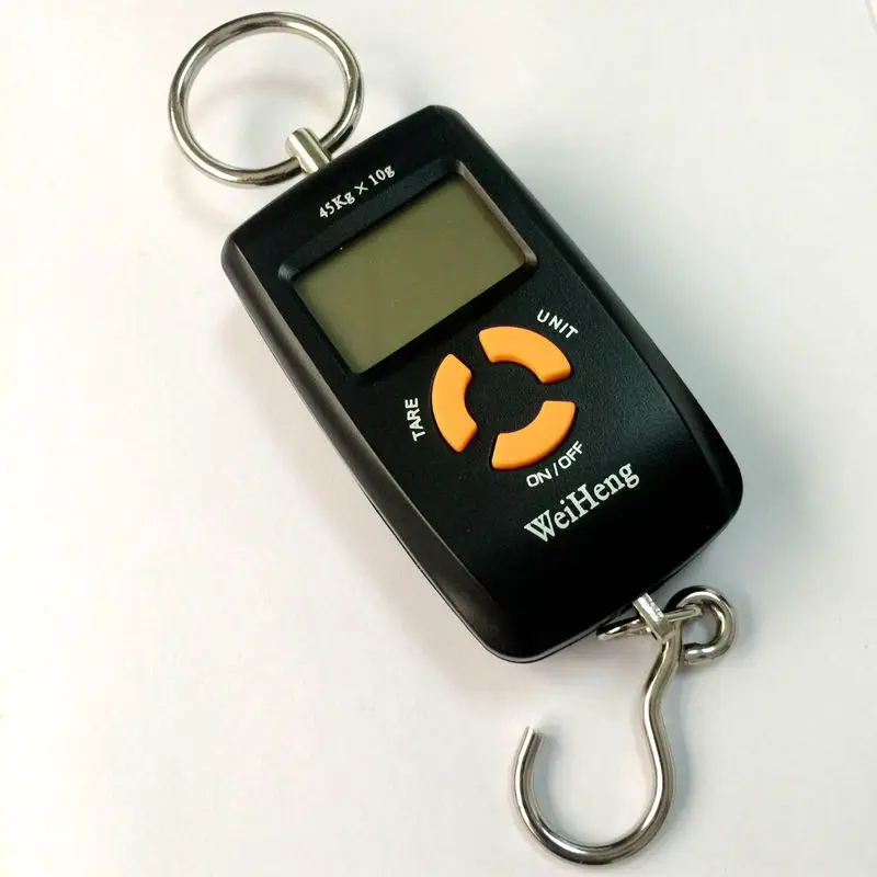 45kg 5g Handheld Fishing Hook Scales Mini Digital Pocket Hanging Scale Portable LCD Luggage Kitchen Weight Balance Blue Backlit