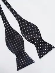 Classic White Dots Self Tie Black Bow Tie 1#