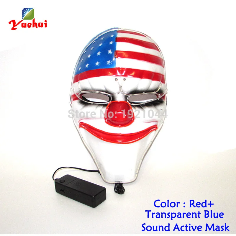 Sound Activated National Flag Mask, LED Neon Light, Flexible EL Wire Glowing, Dance Carnival, Crazy Party Decoration, New Arriva