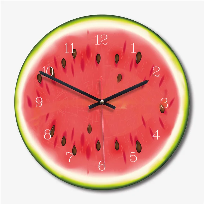 

European Creative Round Fruit Shape Clock, Living Room Wall Clock, 4 Colors, Home Decoration Accessories, Summer, 1Pc