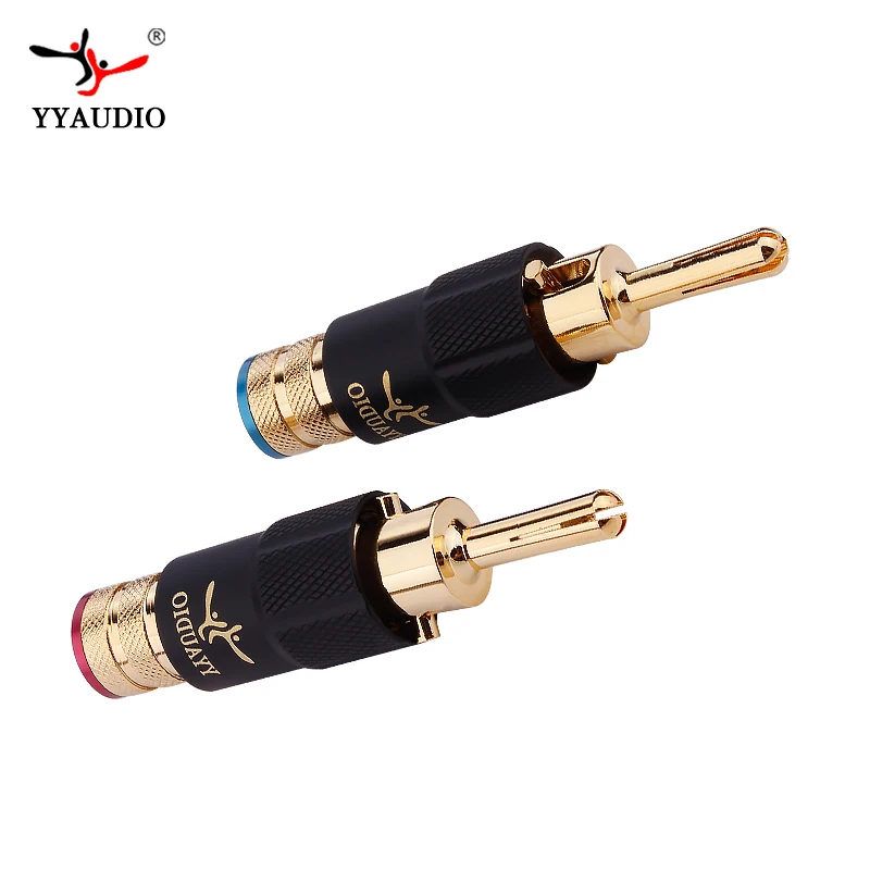 4 pz di Alta Qualità di Nuovo di Rame YYAUDIO Speaker Cable Spina A Banana con Serratura Amplificatore Altoparlante Connettore