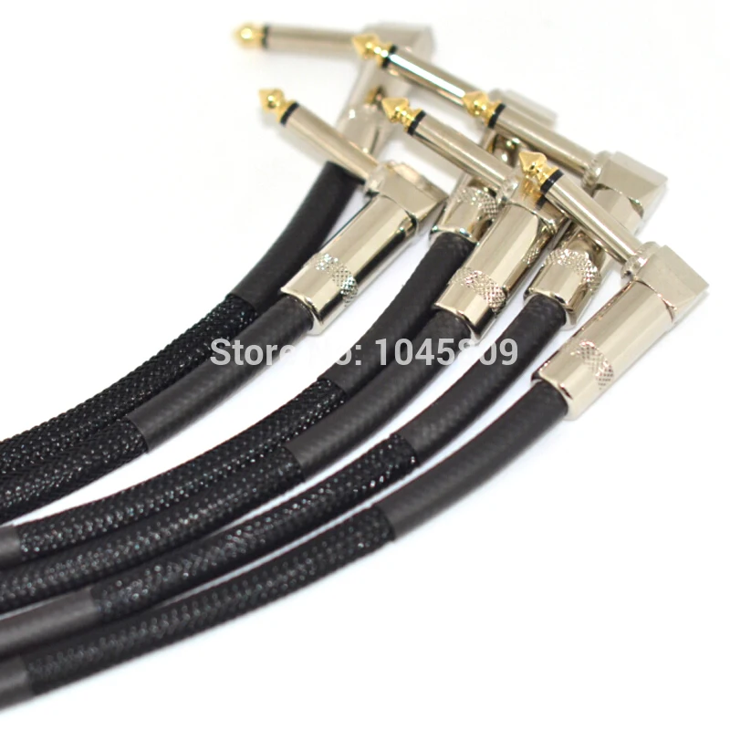 6-Pack 21CM 1/4 Inch Right Angle Guitar Braided Instrument Cable Noiseless for All Effects Pedal Free Shipping