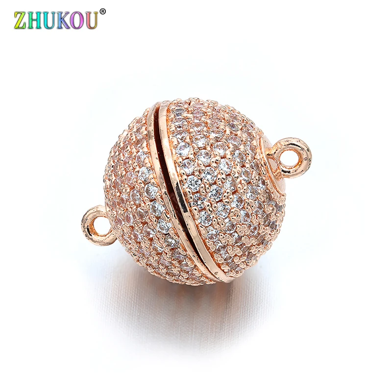 14*18mm Brass Cubic Zirconia Globular Clasps Hooks for Diy Jewelry Findings, Mixed Color, Model: VK25