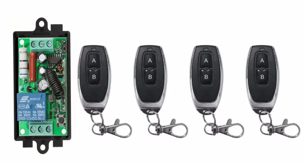 

AC 220V 1CH 10A Relay RF Wireless Remote Control Switch Wireless Light Switch Receiver+Transmitter Electric Doors lamp/window