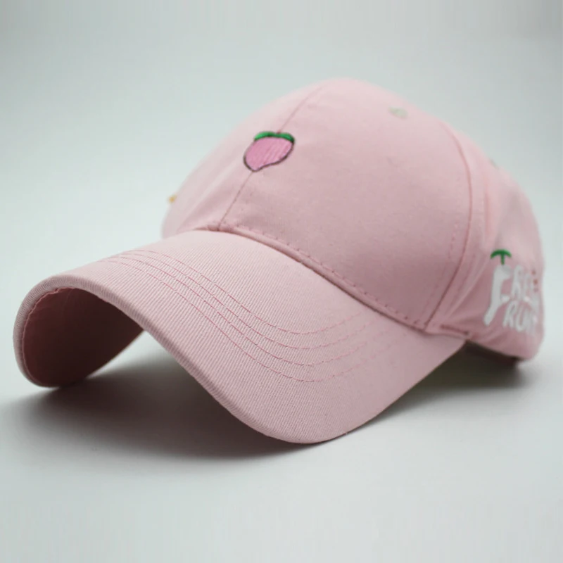 Neue Ankunft Frühling Freizeit Frische Obst Stickerei Hut Erdbeere Banane Kirsche Orange Pfirsich Baseball Kappe Für Frauen – Detail 6