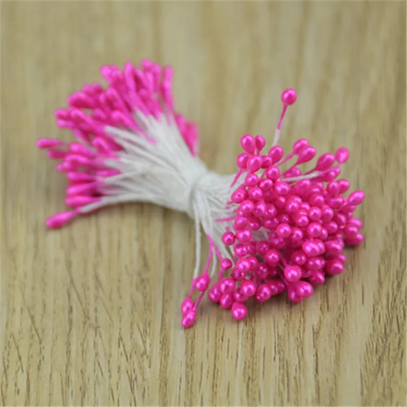 3mm 900pcs Mini Pearl Double heads Stamen Artificial Flower For Wedding Wreath Decoration DIY Scrapbooking Fake Flowers