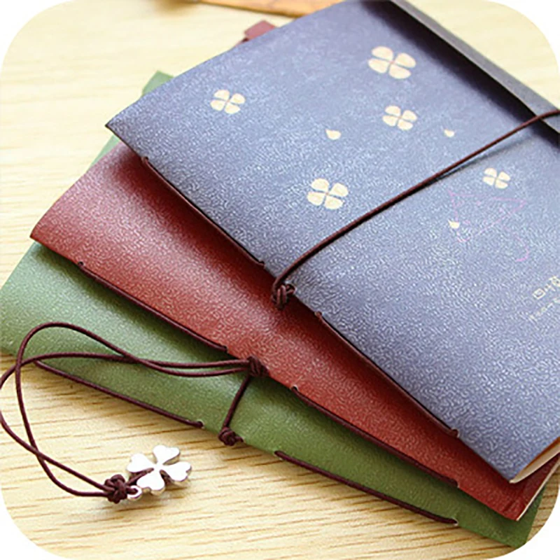 1Pc Clover Leaf Notebook Travel Journal Vintage  Diary Notepad Planer Sketchbook Notebooks Office School Gifts Supplies