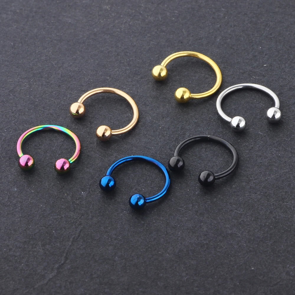 JUNLOWPY 16g 20g Stainless Nose Hoop Ring Circulars Horseshoes Barbell Rings Eyebrow Lip Nose Rings Body Piercing Jewelry 120pcs