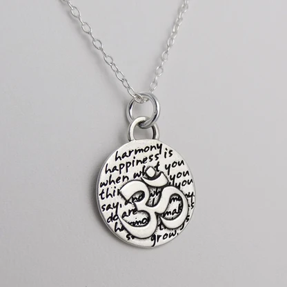 lanseis20pc Inspirational OM (Ohm) Charm Necklace15mm