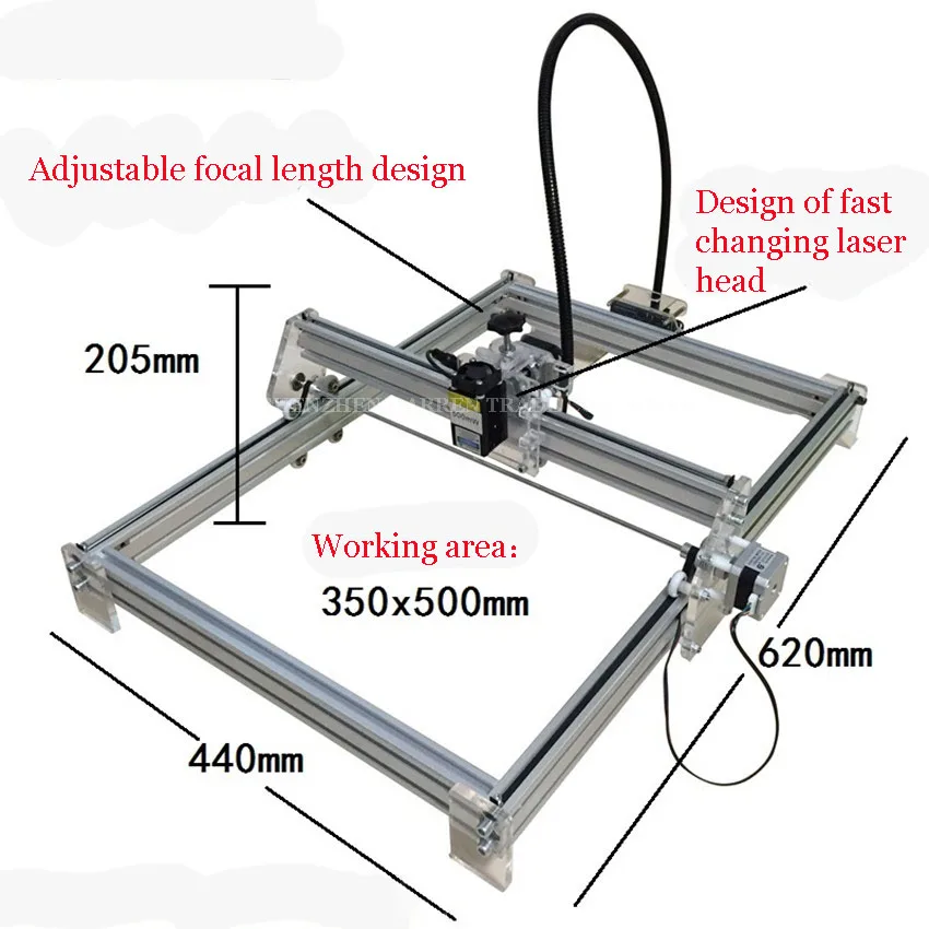 Minimáquina láser de grabado, máquina de grabado de gran formato, 35cm x 50cm, 1600mw, corriente alterna, DIY, 1 ud.