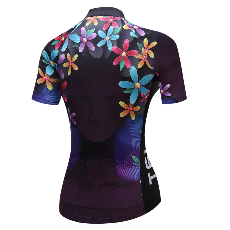 Flower Breathable Cycling Jerseys Women Quick-Dry Ropa Ciclismo Bike Jerseys Cycling Clothing Short Sleeve Sportswear