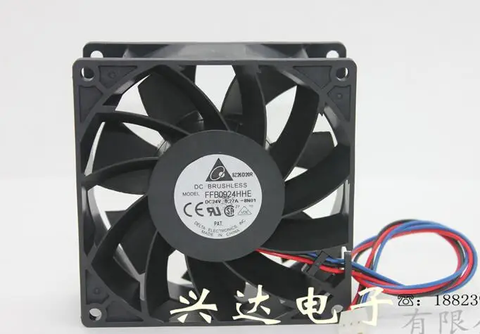 

Original DELTA FFB0924HHE 24V 0.27A 9CM 9038 92*92*38MM 3 line silent cooling fan device