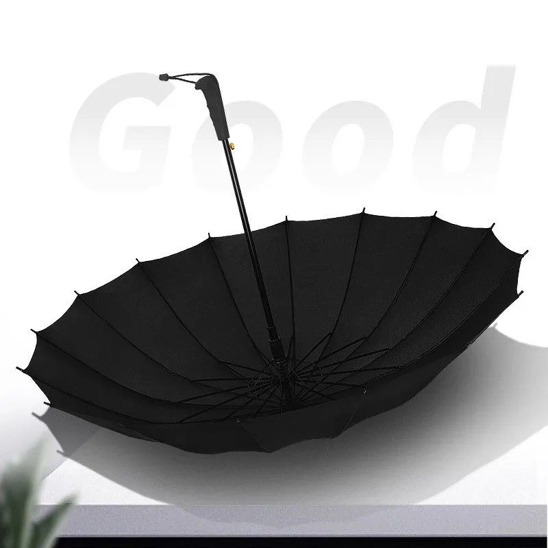 Hot Sale Brand Quality 16 Rib Firm Solid Windproof Long Straight Handle Anti-UV Sun/Rain Stick Large Outdoor Umbrella Parasol