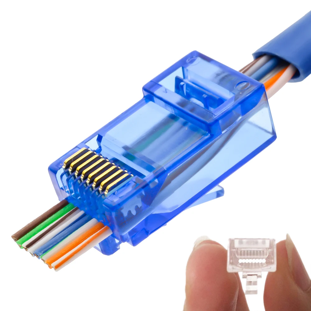 RJ45 connector cat5e Cat6 network connector 8P8C unshielded modular rj45 plugs utp terminals have hole HY1525