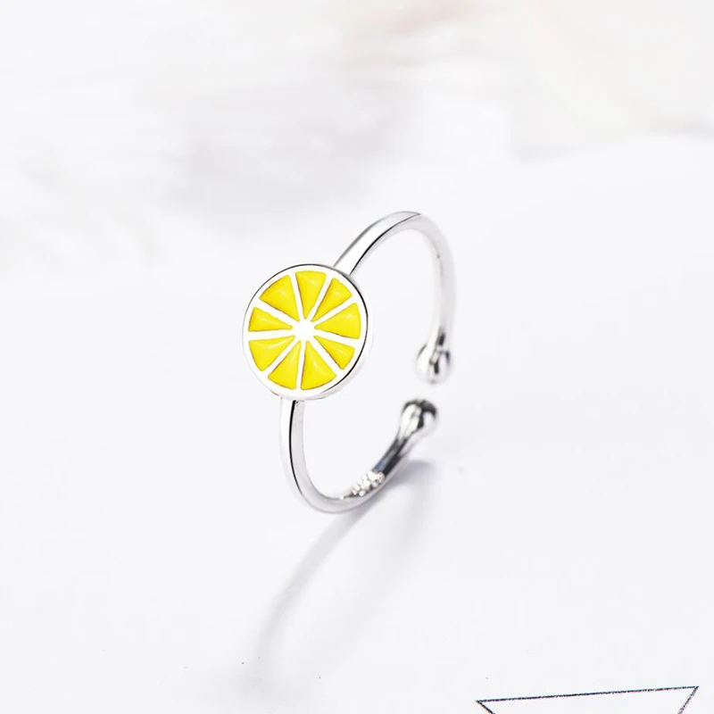 KOFSAC New Trendy 925 Sterling Silver Rings For Women Holiday Party Jewelry Sweet Cute Yellow Lemon Ring Girl Engagement Gifts