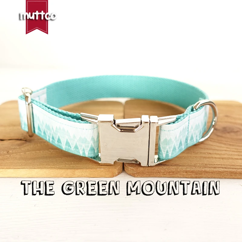 MUTTCO retailing fresh style collar THE GREEN MOUNTAIN print dog collar 5 sizes UDC015